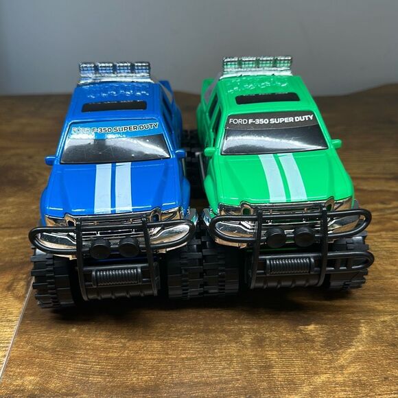 Ford F-350 Super Duty Blue Green Plastic Truck set of 2 Made in China - Picture 4 of 8